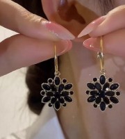 Double Layer Black Hollow Earrings