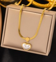 Pearl Heart Pendant 18k Gold Plated Necklace