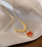 Red Maple Leaf Gold Plated Necklace