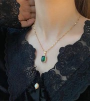 18k Gold Plated Green Pendant Necklace