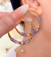 Purple Hoop Earrings