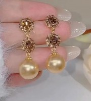 GOLD PEARL KOREAN DROP EARRING